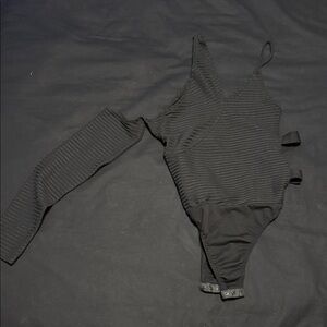 Maniere De Voir Black Striped Bodysuit